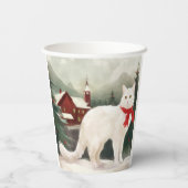 雪のクリスマスに登場するトルコのアンゴラ猫 紙コップ (裏面)