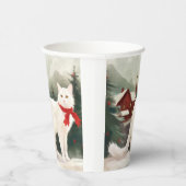 雪のクリスマスに登場するトルコのアンゴラ猫 紙コップ (右)