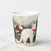 雪のクリスマスに登場するトルコのアンゴラ猫 紙コップ (正面)