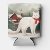 雪のクリスマスに登場するトルコのアンゴラ猫 缶クーラー (正面)