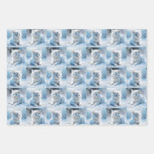 雪のクリスマスに白い子猫たち ラッピングペーパーシート (正面2)