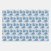 雪のクリスマスに白い子猫たち ラッピングペーパーシート (正面)