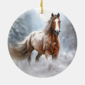 雪のクリスマスに美しいアパロオーサの馬 セラミックオーナメント (裏面)