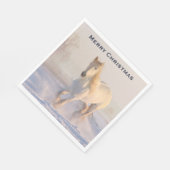 雪のクリスマスに美しい白い馬 スタンダードランチョンナプキン (角)