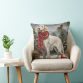 雪のクリスマスに英語のセッター犬 クッション (椅子)