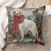 雪のクリスマスに英語のセッター犬 クッション (ブランケット)