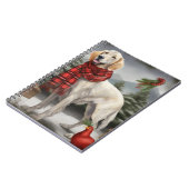 雪のクリスマスに英語のセッター犬 ノートブック (左側)