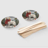 雪のクリスマスに英語のセッター犬 ハンドファン (組立なし)