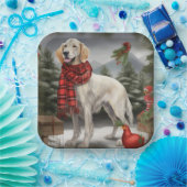 雪のクリスマスに英語のセッター犬 ペーパープレート (パーティー)