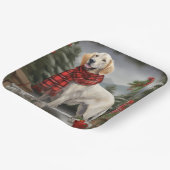 雪のクリスマスに英語のセッター犬 ペーパープレート (傾斜あり)