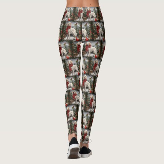 雪のクリスマスに英語のセッター犬 レギンス (裏面)