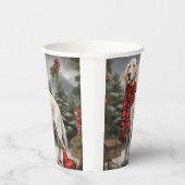 雪のクリスマスに英語のセッター犬 紙コップ (右)