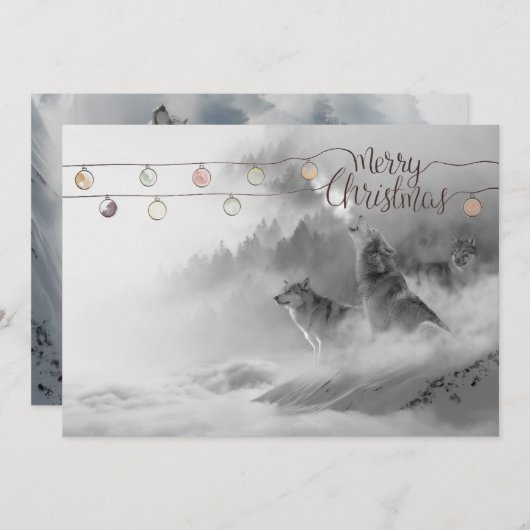 雪のクリスマスに荒野オオカミ シーズンカード (正面/裏面)