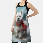 雪のクリスマスに西ハイランドホワイトテリア犬 エプロン (インサイチュ)