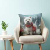 雪のクリスマスに西ハイランドホワイトテリア犬 クッション (椅子)