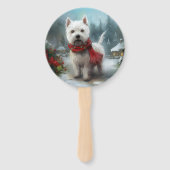 雪のクリスマスに西ハイランドホワイトテリア犬 ハンドファン (裏面)