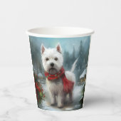 雪のクリスマスに西ハイランドホワイトテリア犬 紙コップ (正面)