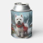 雪のクリスマスに西ハイランドホワイトテリア犬 缶クーラー (缶裏面)