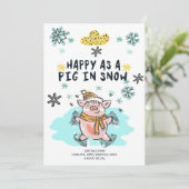 雪のクリスマスに豚のように幸せである シーズンカード (スタンド正面)