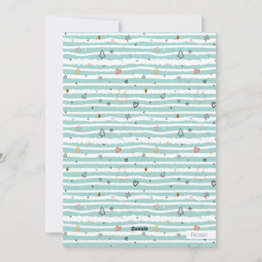 雪のクリスマスに豚のように幸せである シーズンカード (裏面)