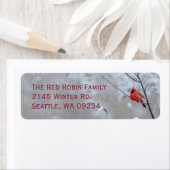 雪のクリスマスに赤ロビン ラベル (インサイチュ)