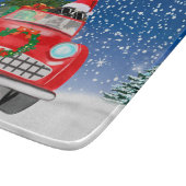 雪のクリスマスに車を運転するサンバーナード カッティングボード (角)