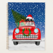 雪のクリスマスに車を運転するサンバーナード プランナー手帳 (正面)