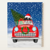 雪のクリスマスに車を運転するサンバーナード プランナー手帳 (裏面)
