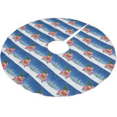 雪のクリスマスに車を運転するシベリアのハスキー犬 ブラッシュドポリエステルツリースカート (アングル)