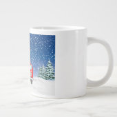 雪のクリスマスに車を運転するバスセットハウンドドッグ ジャンボコーヒーマグカップ (右)