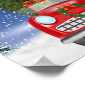 雪のクリスマスに車を運転するボクサー犬 ポスター (角)