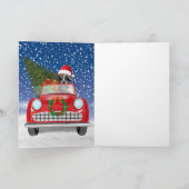 雪のクリスマスに車を運転するボクサー犬 招待状 (内部)
