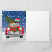 雪のクリスマスに車を運転する偉大なダン犬 カード (内部)