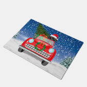 雪のクリスマスに車を運転する偉大なダン犬 ドアマット (アングル)