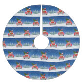 雪のクリスマスに車を運転する偉大なダン犬 ブラッシュドポリエステルツリースカート (正面)