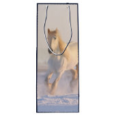雪のクリスマスに輝く美しい白馬 ワインギフトバッグ (裏面)