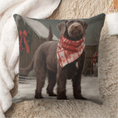 雪のクリスマスに金髪のポインティングドッグ クッション (ブランケット)