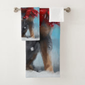 雪のクリスマスに青いヒーラー犬 バスタオルセット (インサイチュ)