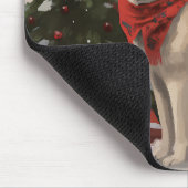 雪のクリスマスに飼う秋田犬 マウスパッド (コーナー)