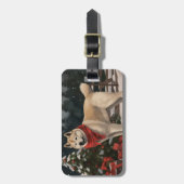 雪のクリスマスに飼う秋田犬 ラゲッジタグ (正面縦)