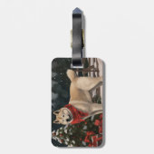 雪のクリスマスに飼う秋田犬 ラゲッジタグ (裏面縦)