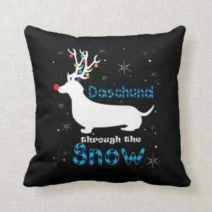 雪のクリスマスのしゃれによるDaschundのギフト クッション