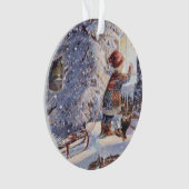 雪のクリスマスのオーナメントの猫 オーナメント (正面)