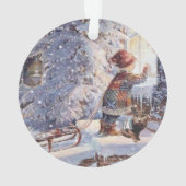 雪のクリスマスのオーナメントの猫 オーナメント (裏面)