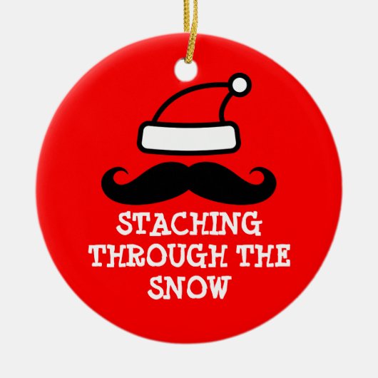 雪のクリスマスのオーナメントを通したStaching セラミックオーナメント (正面)