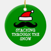 雪のクリスマスのオーナメントを通したStaching セラミックオーナメント (裏面)