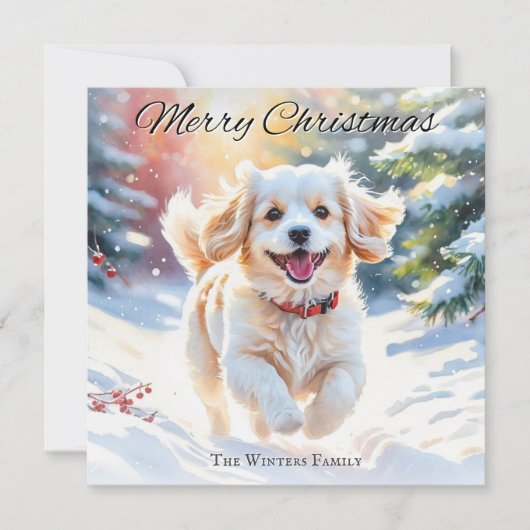 雪のクリスマスのキャバション シーズンカード (正面)