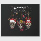 雪のクリスマスのクリスマスメキシコの花砂糖スカル ラッピングペーパー (フラット)