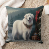 雪のクリスマスのグレートピレネー犬 クッション (ブランケット)