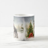 雪のクリスマスのシュナウザー犬 コーヒーマグカップ (中央)